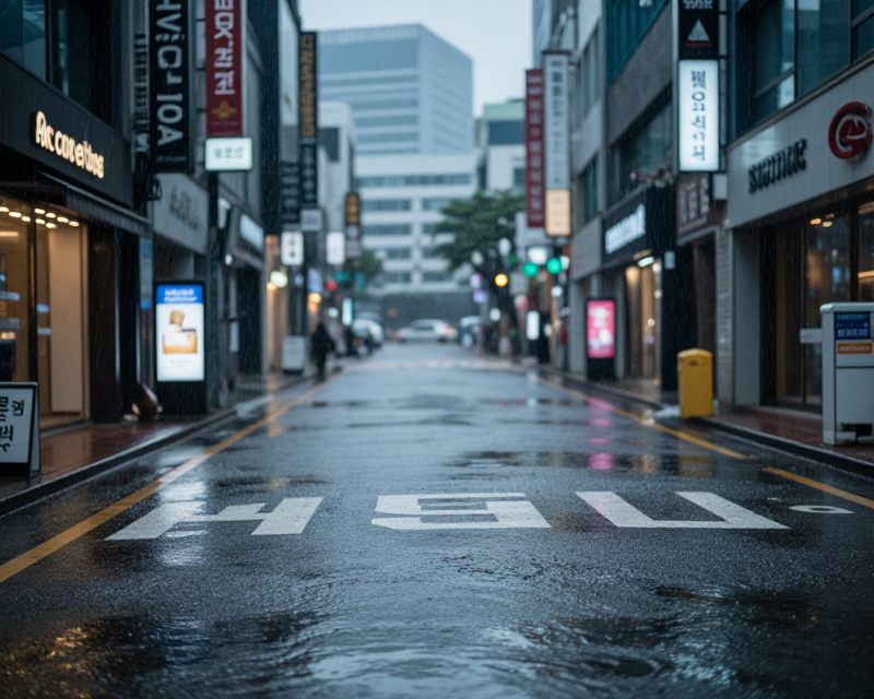 Heavy rain in Korean city