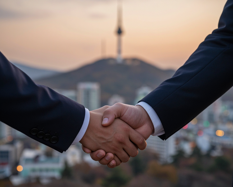Diplomatic Handshake in Seoul