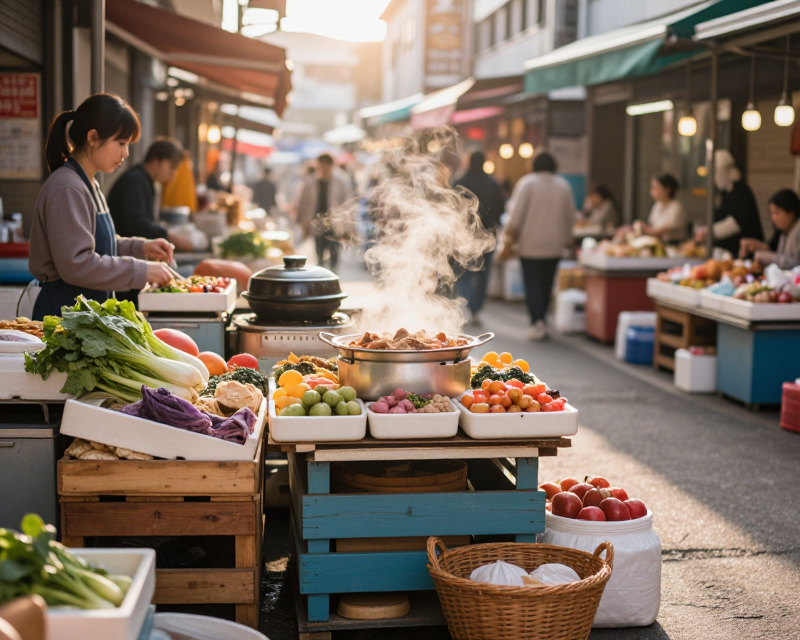 Traditional Korean Market Atmosphere