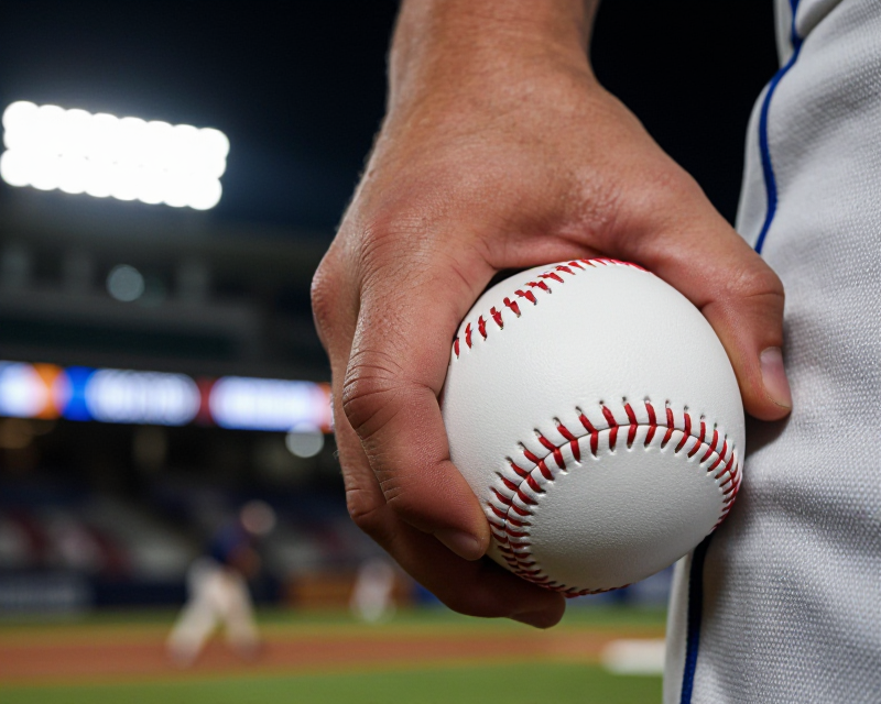 Focus on Baseball Pitcher's Grip